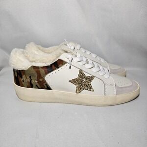 NEW Vintage Havana Caliope Camo and fur sneaker‎ white size 11
